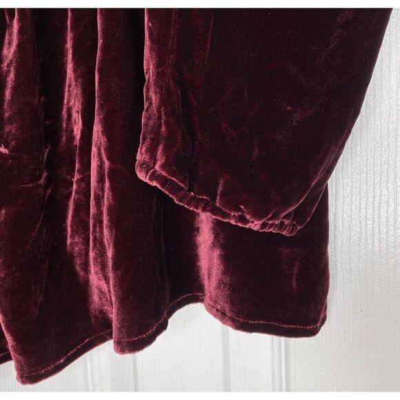 Reformation Roy Square Neck Velvet Babydoll Top Burgundy Red Size 8 - Picture 7 of 11